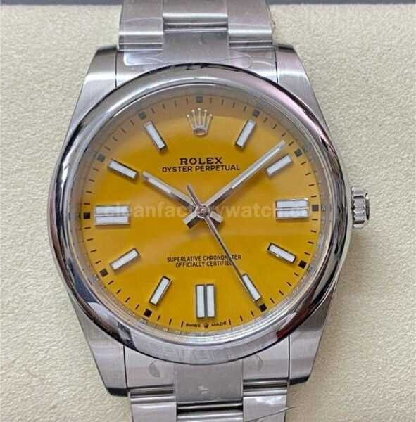 Clean Factory Rolex Oyster Perpetual 124300-0004 41mm Full 904L Yellow Dial