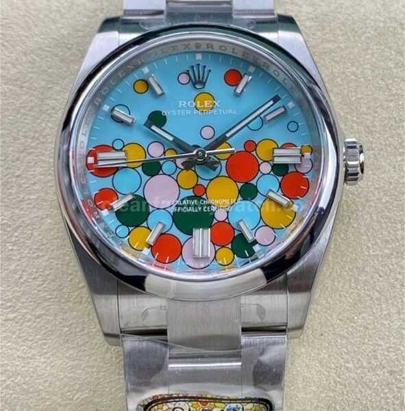 Clean Factory Rolex Oyster Perpetual 126000-0009 36mm Full 904L Bubbles Fringed Blue Dial