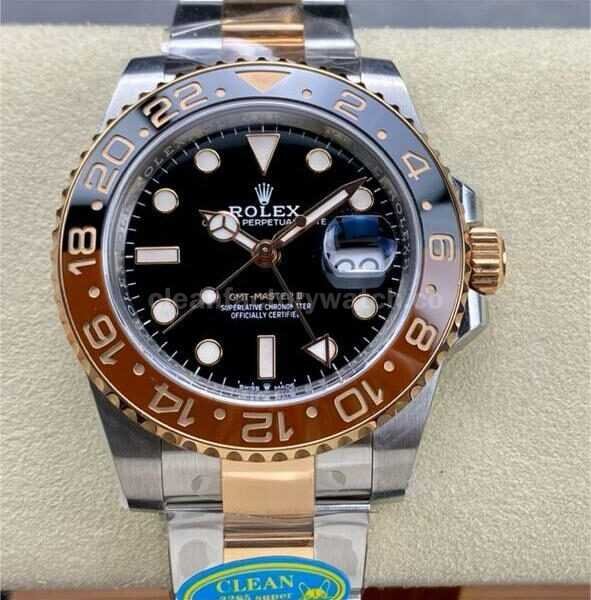 Clean Factory Rolex Rootbeer Replica Watch126711CHNR-0002 40mm Half Rose Gold Black Dial