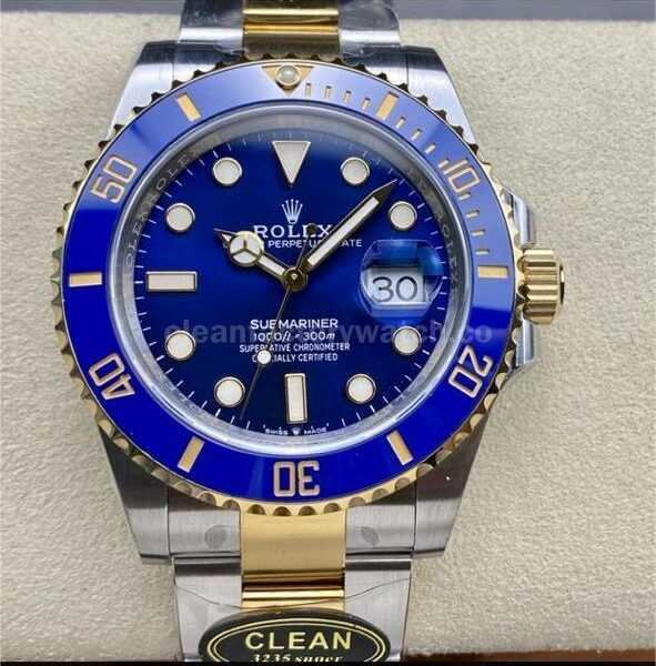 Clean Factory Rolex Submariner Date 126613LB 41mm Half Gold Blue Dial