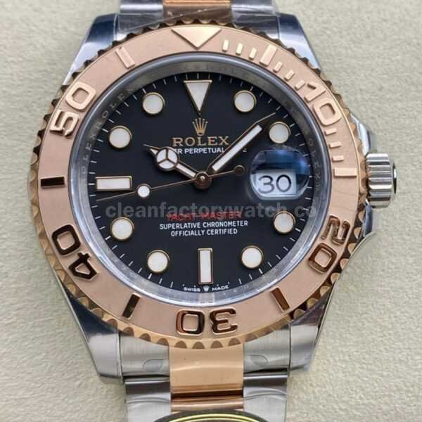 Clean Factory Rolex Yacht-Master 126621-0002 40mm Half Rose Gold Black Dial
