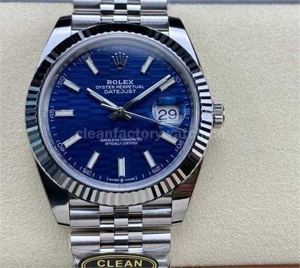 Clean factory Rolex Datejust 126334-0032 41mm Full 904L Fluted Motif Blue Dial Jubilee