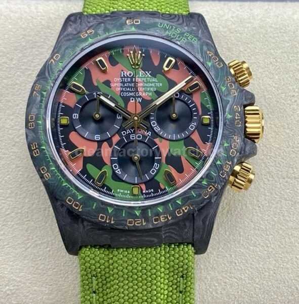 DIW Factory Rolex Daytona 116500 Limited Edition 40mm Carbon Fiber Artificial Fiber Woven Strap Soldier Gold Needle Color Dial