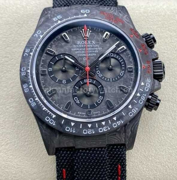 DIW Factory Rolex Daytona 116500 Limited Edition 40mm Carbon Fiber Artificial Fiber Woven Strap Red Needle Carbon Fiber Dial