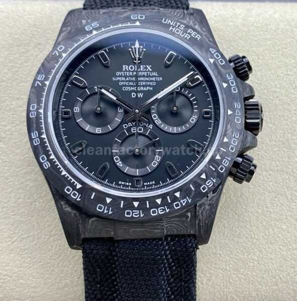 DIW Factory Rolex Daytona 116500 Limited Edition 40mm Carbon Fiber Artificial Fiber Woven Strap Black Dial