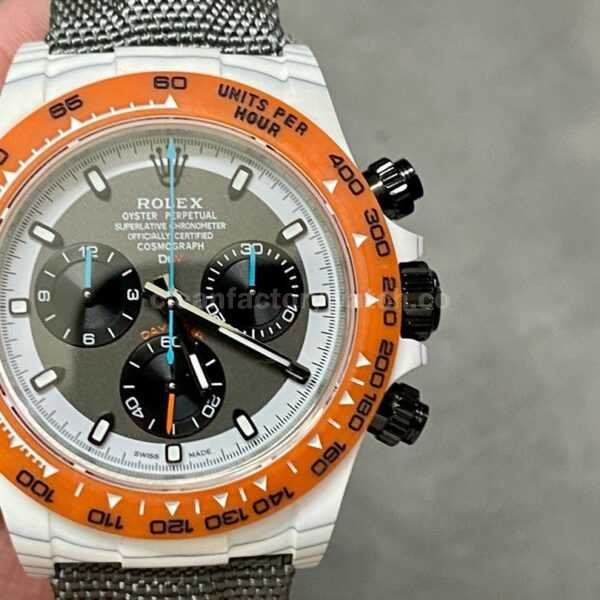 DIW Factory Rolex Daytona 116500 Limited Edition 40mm White Carbon Fiber Artificial Fiber Woven Strap Black Eye Grey Dial