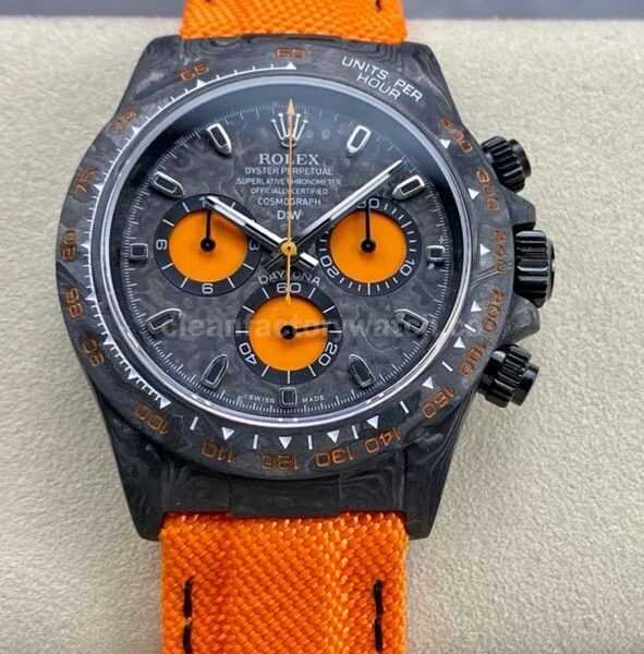 DIW Factory Rolex Daytona 116500 Limited Edition 40mm Carbon Fiber Artificial Fiber Woven Strap Orange Eye Carbon Fiber Dial