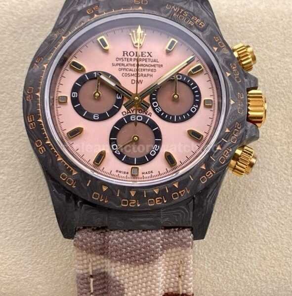DIW Factory Rolex Daytona 116500 Limited Edition 40mm Carbon Fiber Artificial Fiber Woven Strap Pink Dial
