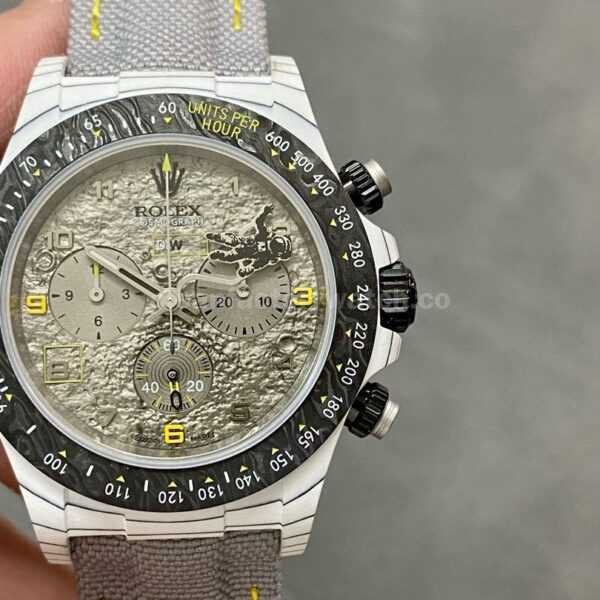 DIW Factory Rolex Daytona 116500 Limited Edition 40mm White Carbon Fiber Artificial Fiber Woven Strap Arabic Number Space Grey Dial