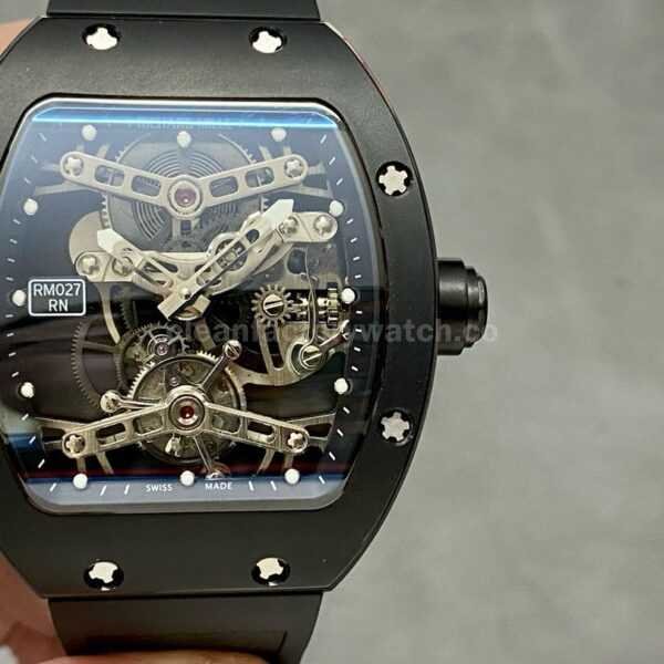 EUR Factory Richard Mille Tourbillon RM 027 40mm Titanium Rubber Strap Skeletonized Dial