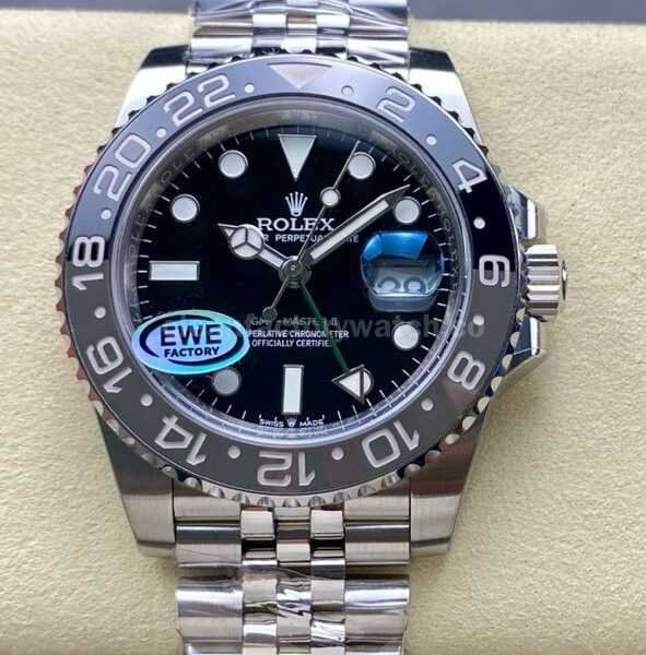 EWE Factory Rolex Bruce Wayne GMT-Master II 126710GRNR-0003 40mm Full 904L Black Dial Jubilee