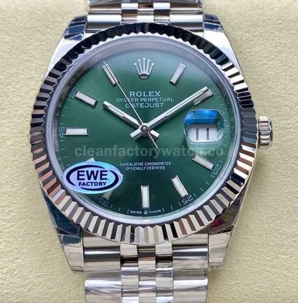 EWE Factory Rolex Datejust 126334-0028 41mm White Gold&904L Green Mint Dial Jubilee