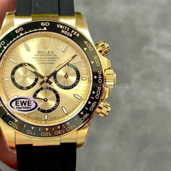 EWE Factory Rolex Daytona 126518LN-0010 40mm Yellow Gold Rubber Strap Champagne Dial