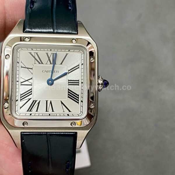 F1 Factory Cartier Santos Dumont WSSA0023 27.5mm Steel Leather Strap Roman Numerals Silver Dial