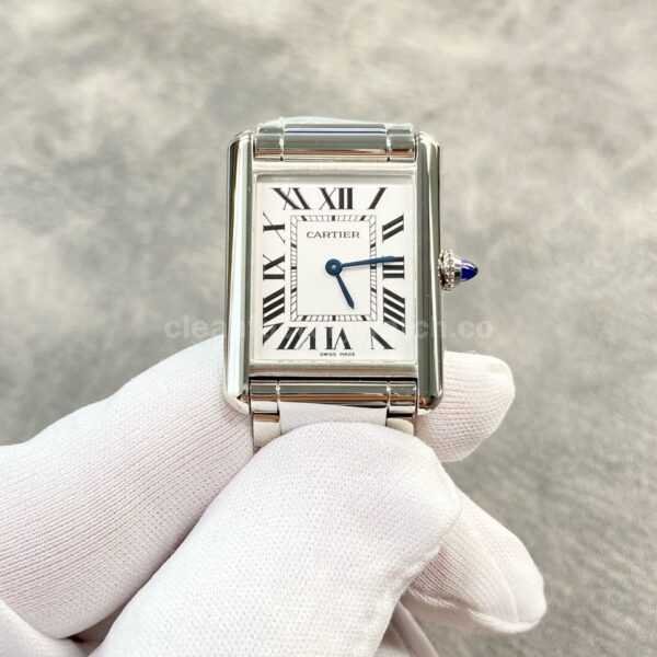 F1 Factory Cartier Tank Louis Cartier WSTA0041 25.5mm Full Steel Roman Numerals Silver Dial
