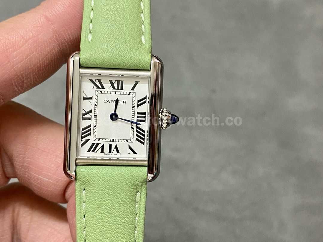 F1 Factory Cartier Tank Louis Cartier WSTA0042 22mm Steel Green Leather Strap Roman Numeral (5)
