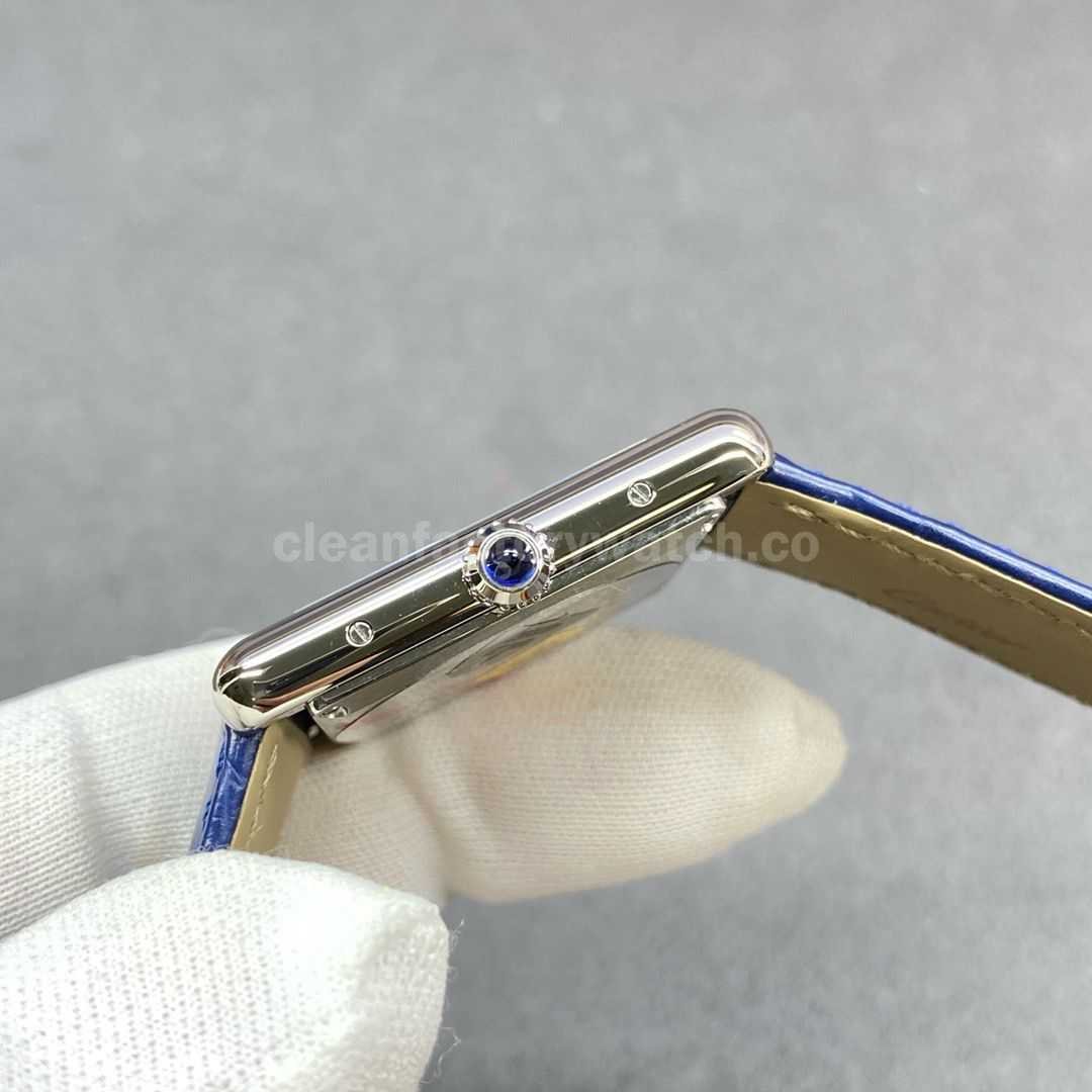 F1 Factory Cartier Tank Louis Cartier WSTA0055 25.5mm Steel Leather Strap Blue Dial (4)