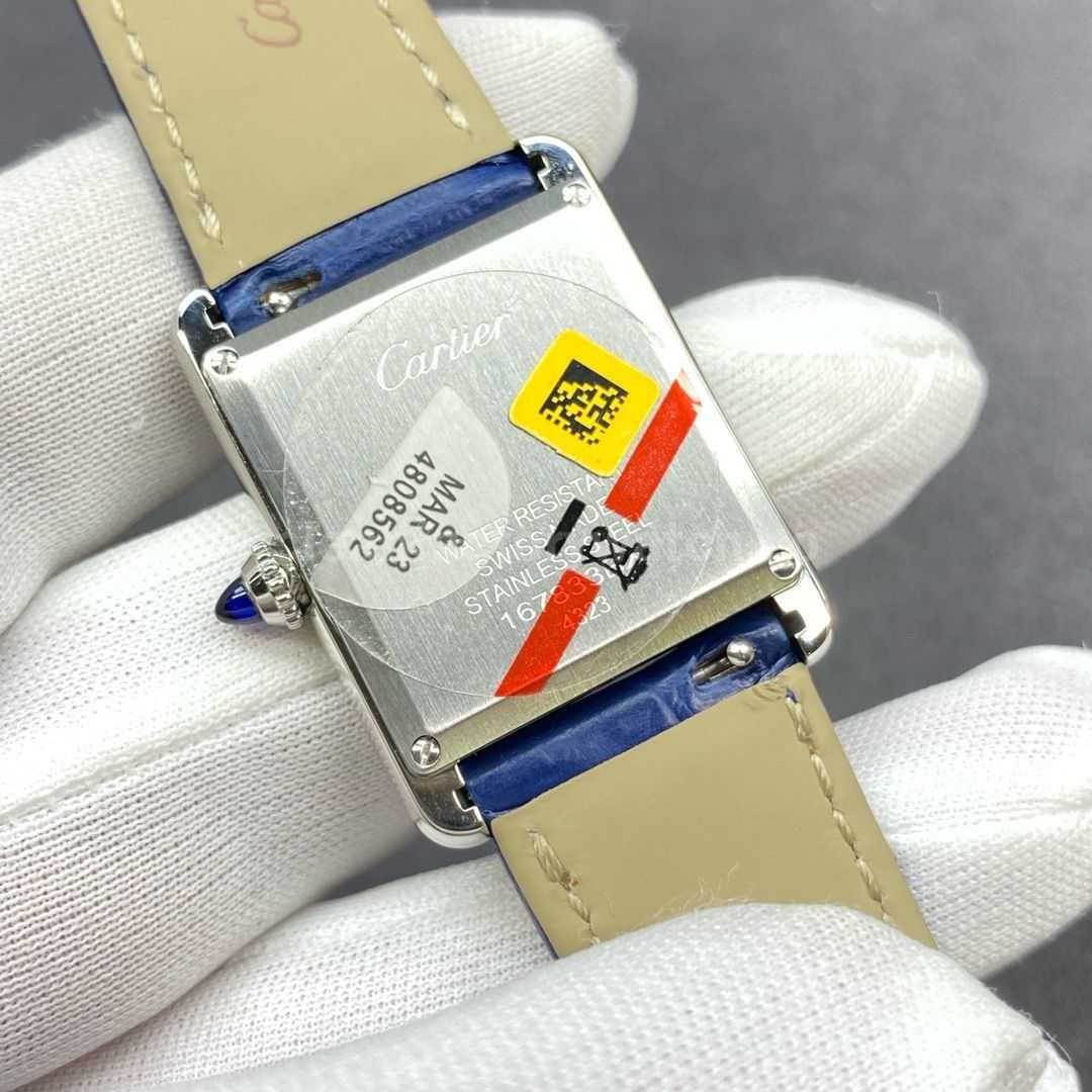 F1 Factory Cartier Tank Louis Cartier WSTA0055 25.5mm Steel Leather Strap Blue Dial (7)