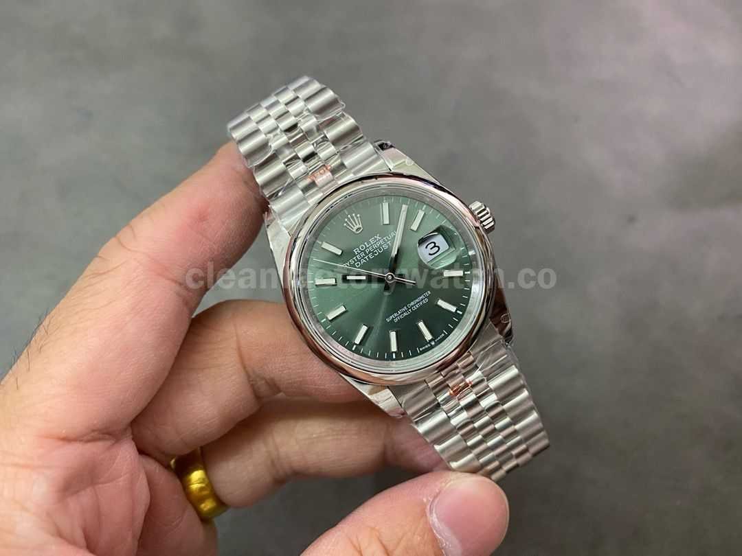 GM Factory Rolex Datejust 126200 0023 36mm White Gold Smooth Bezel Full 904L Green Dial Jubilee (8)