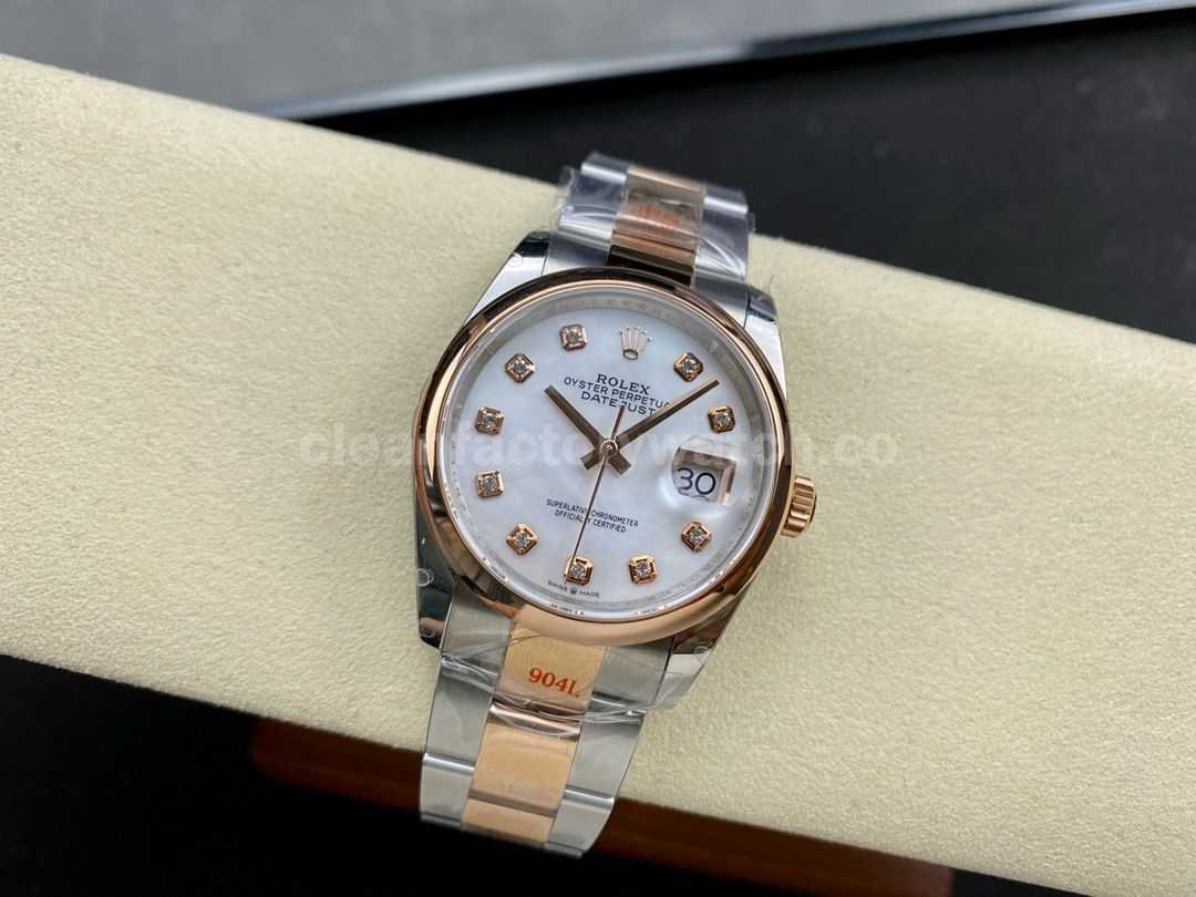 GM Factory Rolex Datejust 126201 0022 36mm Rose Gold Smooth Bezel Half Rose Gold Diamond Mop Mo (5)