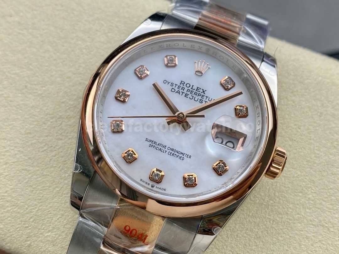 GM Factory Rolex Datejust 126201 0022 36mm Rose Gold Smooth Bezel Half Rose Gold Diamond Mop Mo (7)