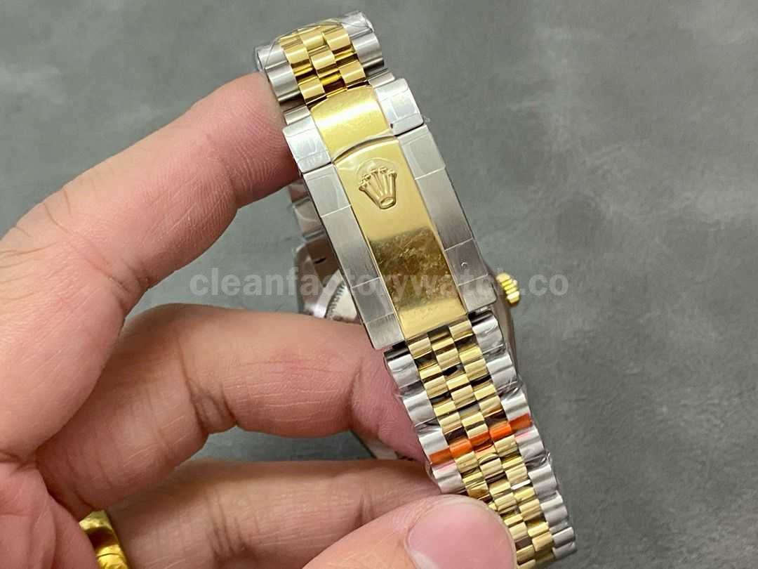 GM Factory Rolex Datejust 126233 0021 36mm Half Yellow Gold Diamond Mop Black Dial Jubilee (9)