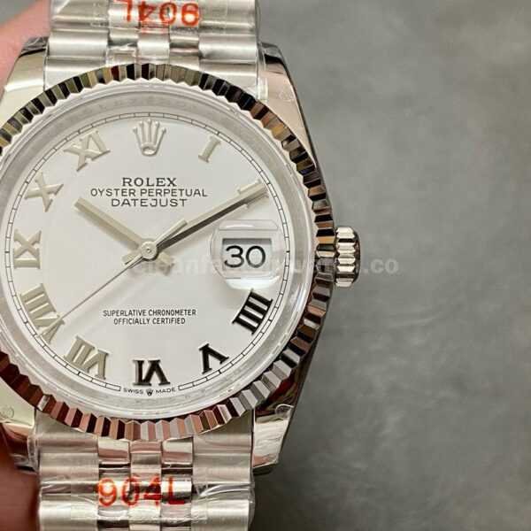 GM Factory Rolex Datejust 126234-0025 36mm Full 904L Roman Numerals White Dial Jubilee
