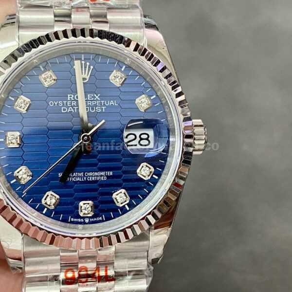 GM Factory Rolex Datejust 126234-0057 36mm Full 904L Diamond Fluted Motif Blue Dial Jubilee
