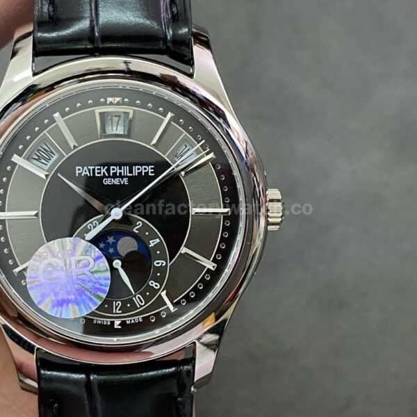 GR Factory Patek Philippe Annual Calendar 5205R-010 40mm White Gold Leather Strap Black Dial