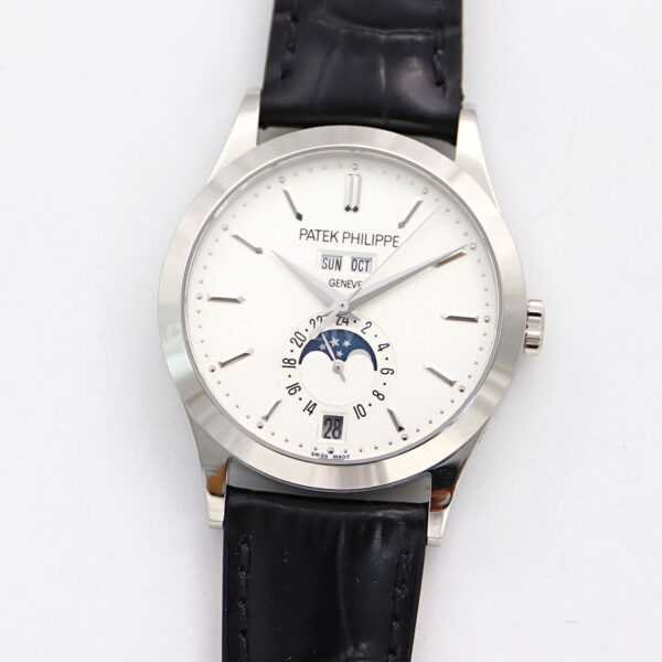 GR Factory Patek Philippe Annual Calendar 5396G-011 38mm White Gold Leather Strap Silver Dial