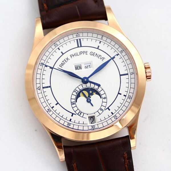 GR Factory Patek Philippe Annual Calendar 5396R-001 38mm Yellow Gold Leather Strap Silver Dial