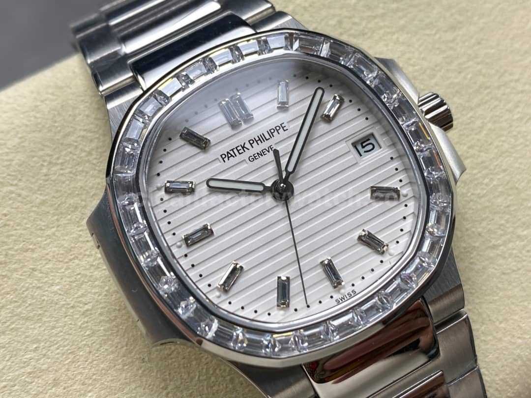 GR Factory Patek Philippe Emerald Nautilus 5711110P 010 35.2mm Full Platinum White Dial (8)