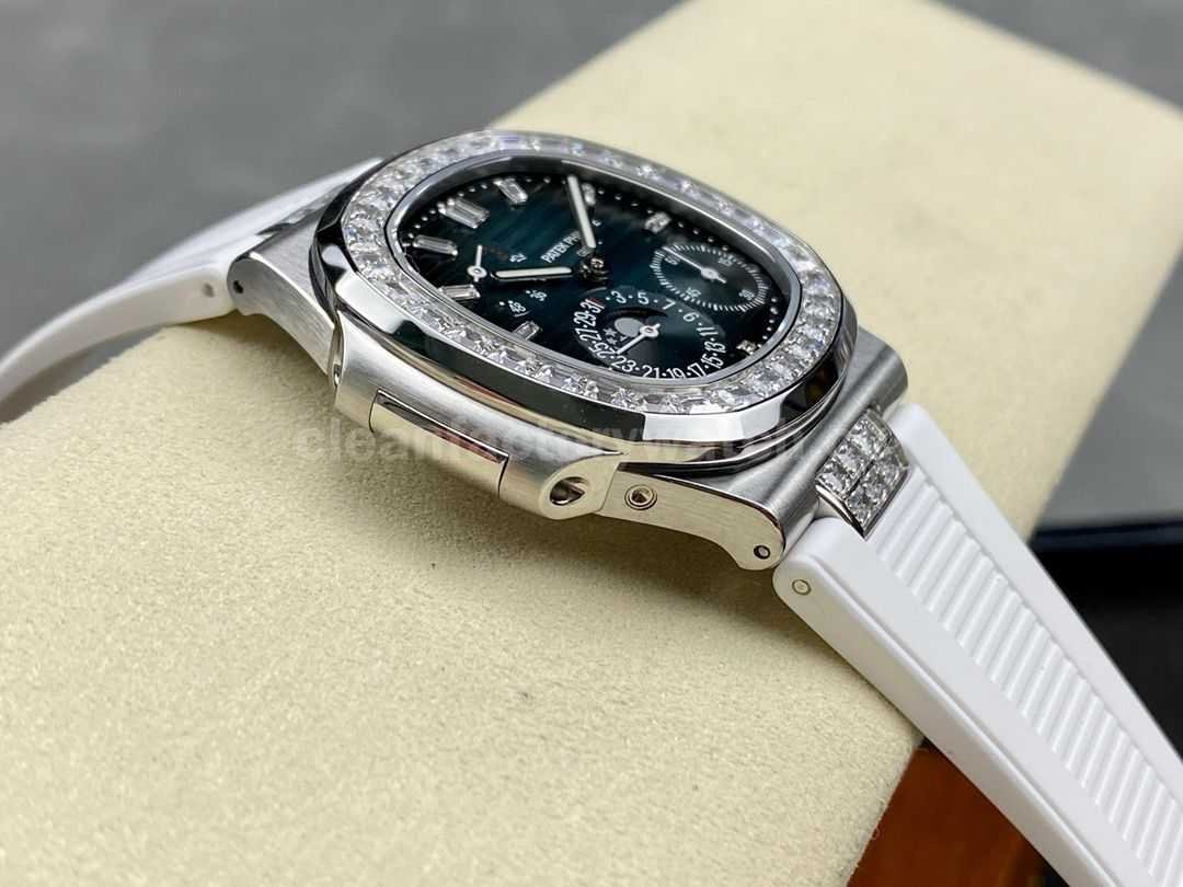 GR Factory Patek Philippe Nautilus 5712G Diamond Bezel Steel Leather Strap Blue Dial (1)