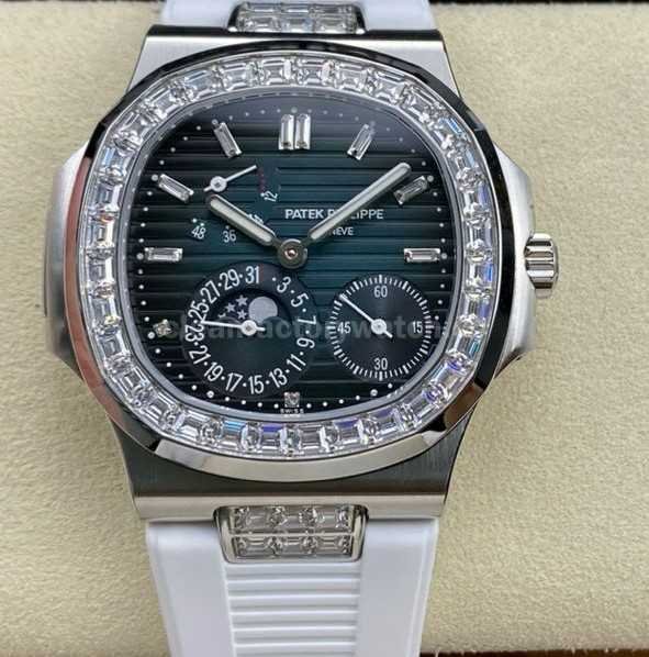 GR Factory Patek Philippe Nautilus 5712G Diamond Bezel Steel Leather Strap Blue Dial (2)