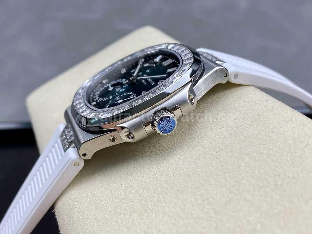 GR Factory Patek Philippe Nautilus 5712G Diamond Bezel Steel Leather Strap Blue Dial (4)
