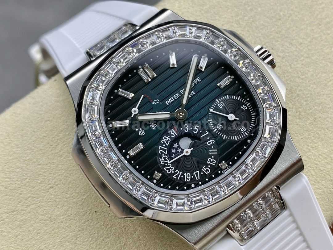 GR Factory Patek Philippe Nautilus 5712G Diamond Bezel Steel Leather Strap Blue Dial (9)