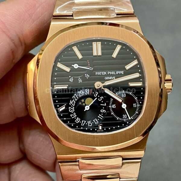 GR Factory Patek Philippe Nautilus 5712RNautilusSuper Clone Watch  Full Rose Gold Black Dial