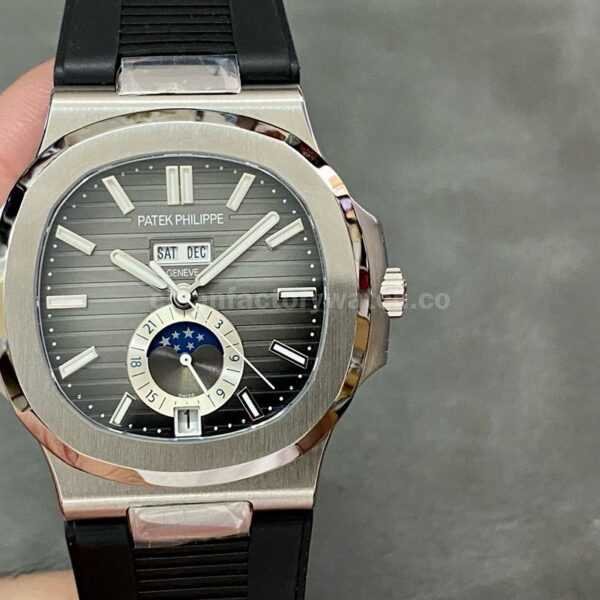 GR Factory Patek Philippe Nautilus 5726 Steel Black Rubber Strap Grey Dial