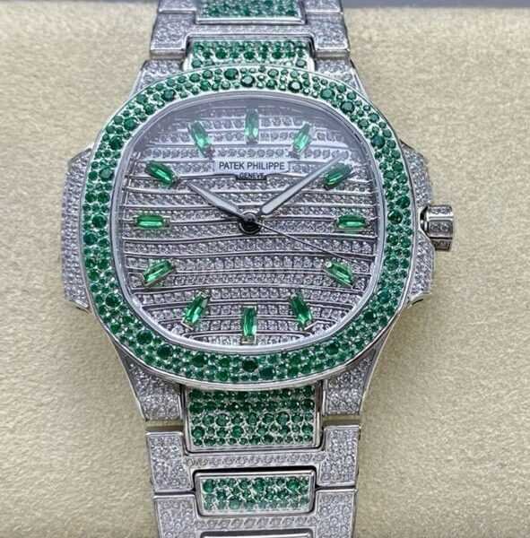GR Factory Patek Philippe Nautilus 7118/1453G-001 Full Green Jewelr White Gold Jewelry Dial