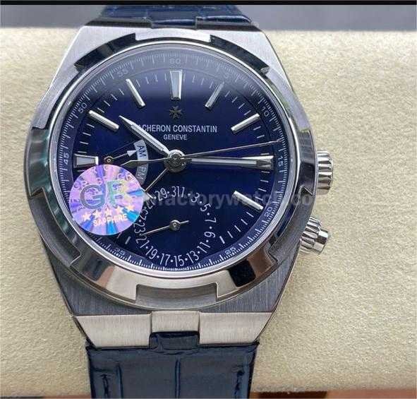 GR Factory Vacheron Constantin Overseas Dual Time 7900V/110A-B334 41mm Steel Leather Strap Blue Dial