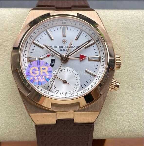 GR Factory Vacheron Constantin Overseas Dual Time 7900V/000R-B336 41mm Gold Rubber Strap Silver Dial