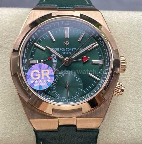 GR Factory Vacheron Constantin Overseas Dual Time 7920V/210R-B965 41mm Gold Leather Strap Green Dial