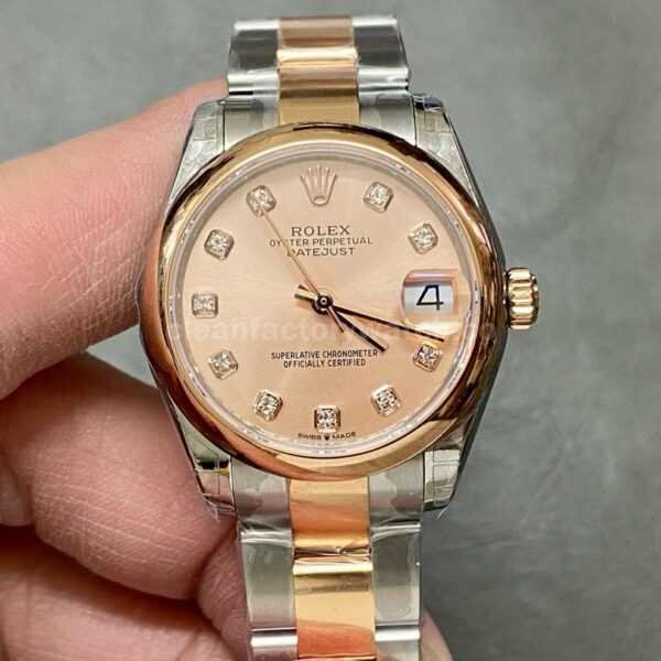 GS Factory Rolex Datejust 278241-0023 31mm Half Rose Gold Diamond Mop Pink Dial