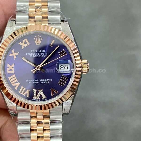 GS Factory Rolex Datejust 278271-0020 31mm Half Rose Gold Roman Numerals&Diamond Purple Dial Jubilee