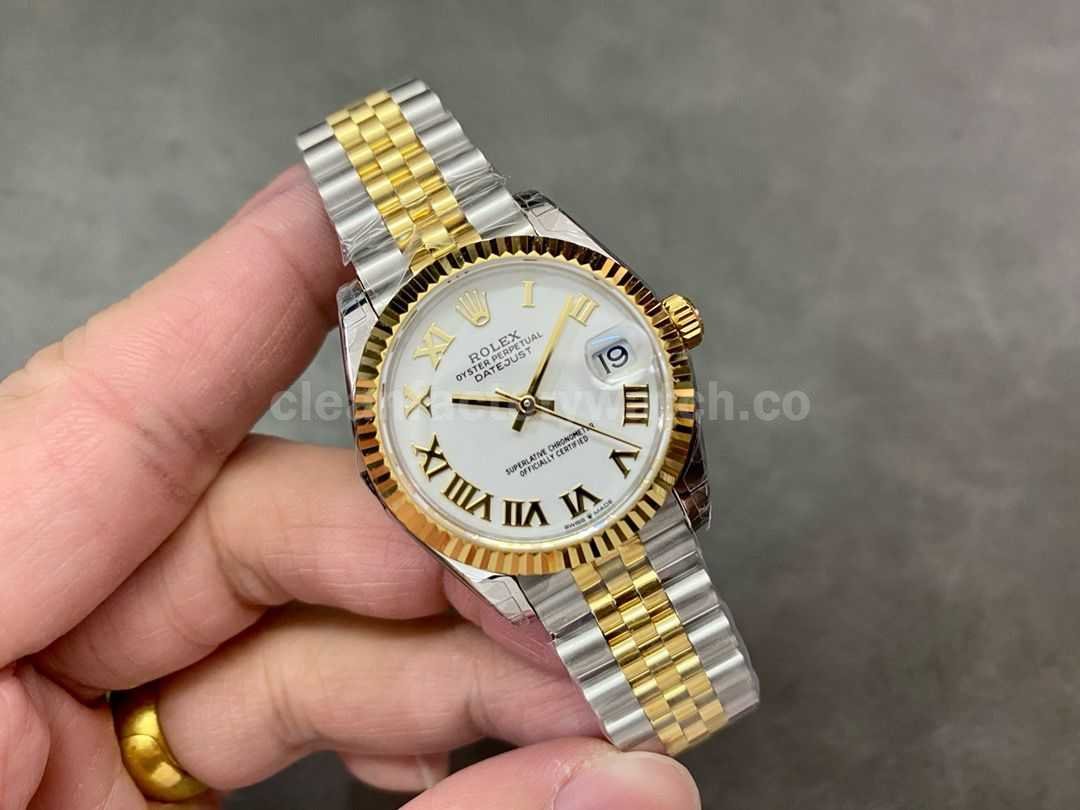 GS Factory Rolex Datejust 278273 0002 31MM Half Gold Roman Number White Dial Jubilee (4)