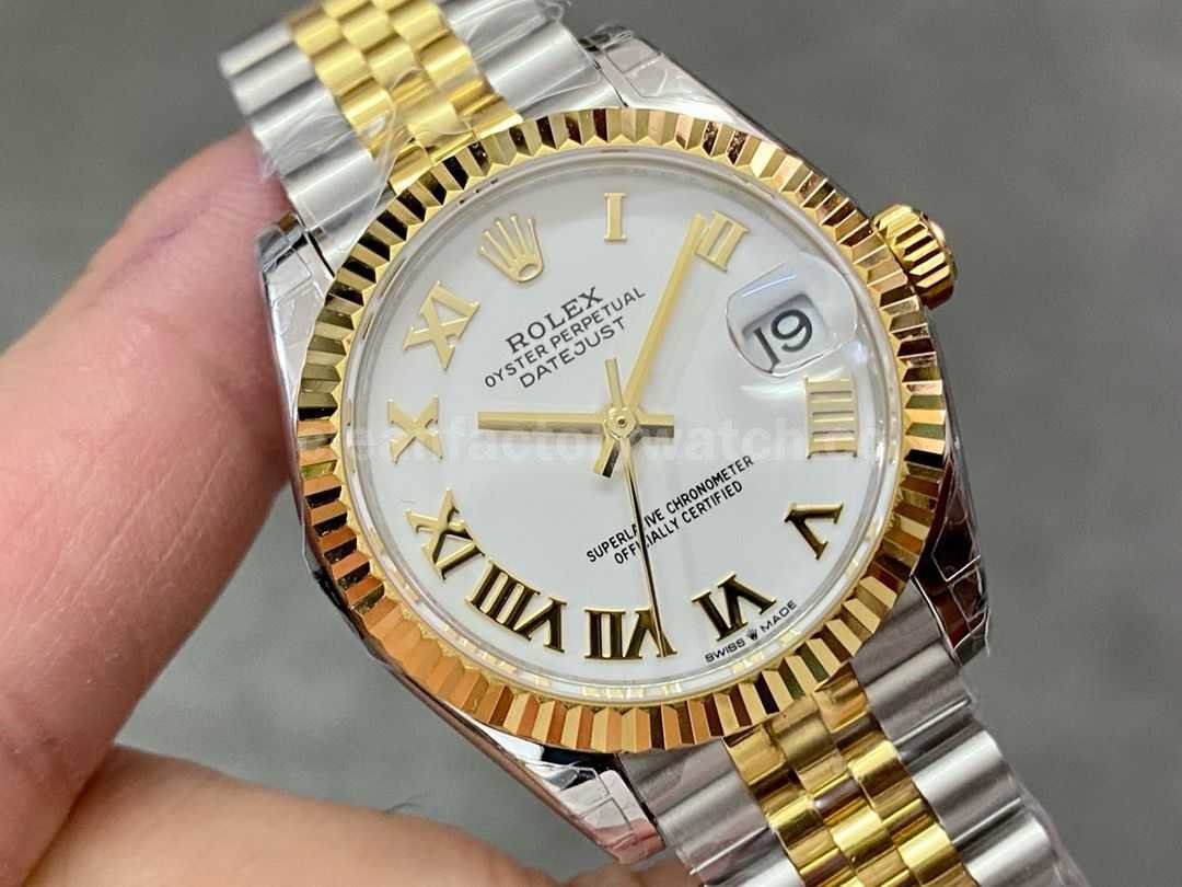 GS Factory Rolex Datejust 278273 0002 31MM Half Gold Roman Number White Dial Jubilee (6)