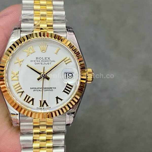 GS Factory Rolex Datejust 278273-0002 31mm Half Gold Roman Number White Dial Jubilee