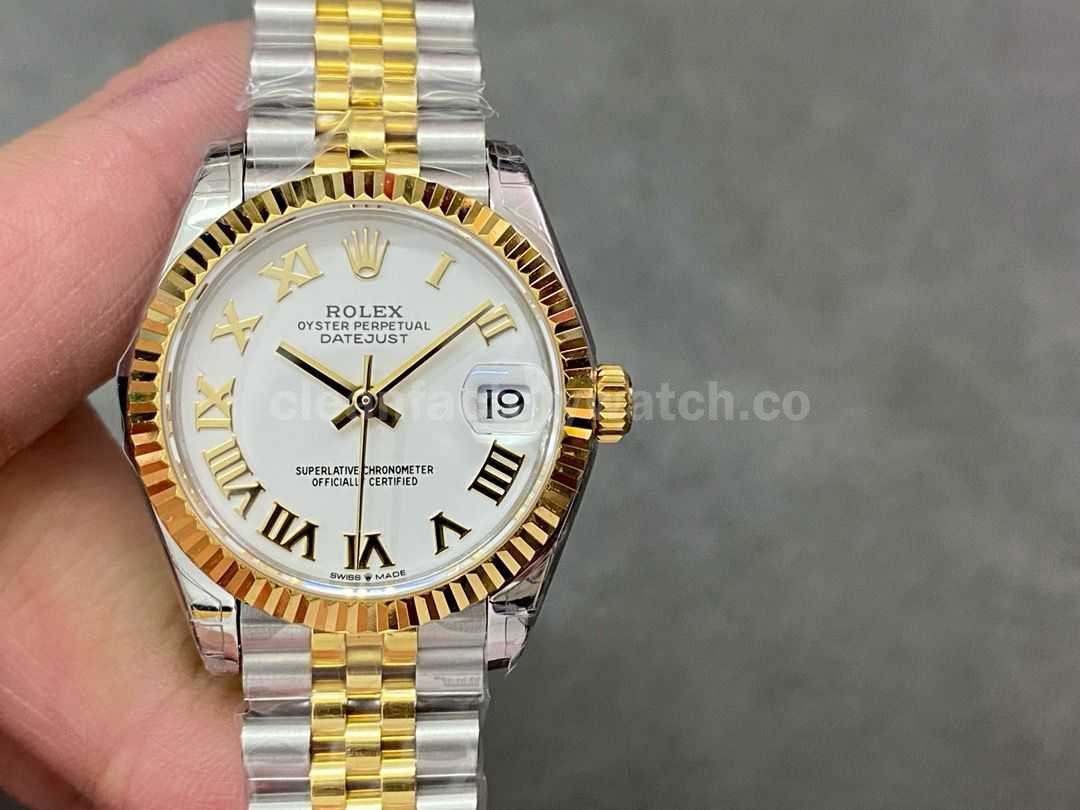 GS Factory Rolex Datejust 278273 0002 31MM Half Gold Roman Number White Dial Jubilee (7)