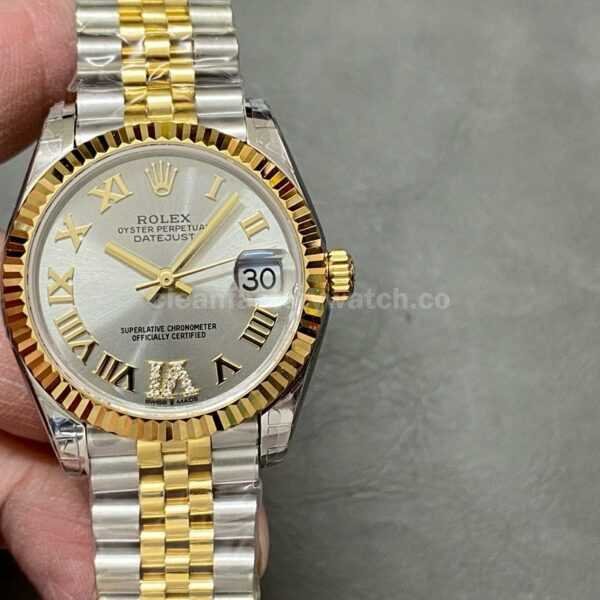 GS Factory Rolex Datejust 278273-0004 31mm Half Gold Roman Number&Diamond Silver Dial Jubilee