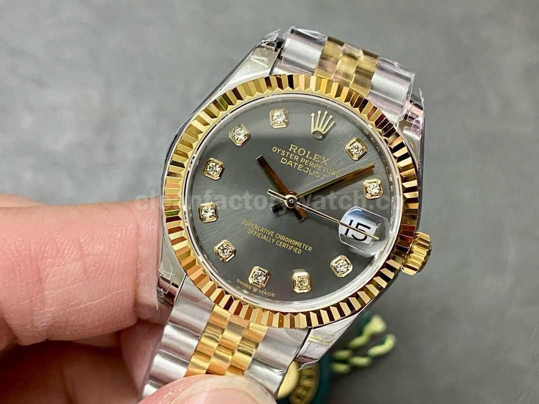 GS Factory Rolex Datejust 278273 0022 31MM Half Gold Diamond Mop Grey Dial Jubilee (8)